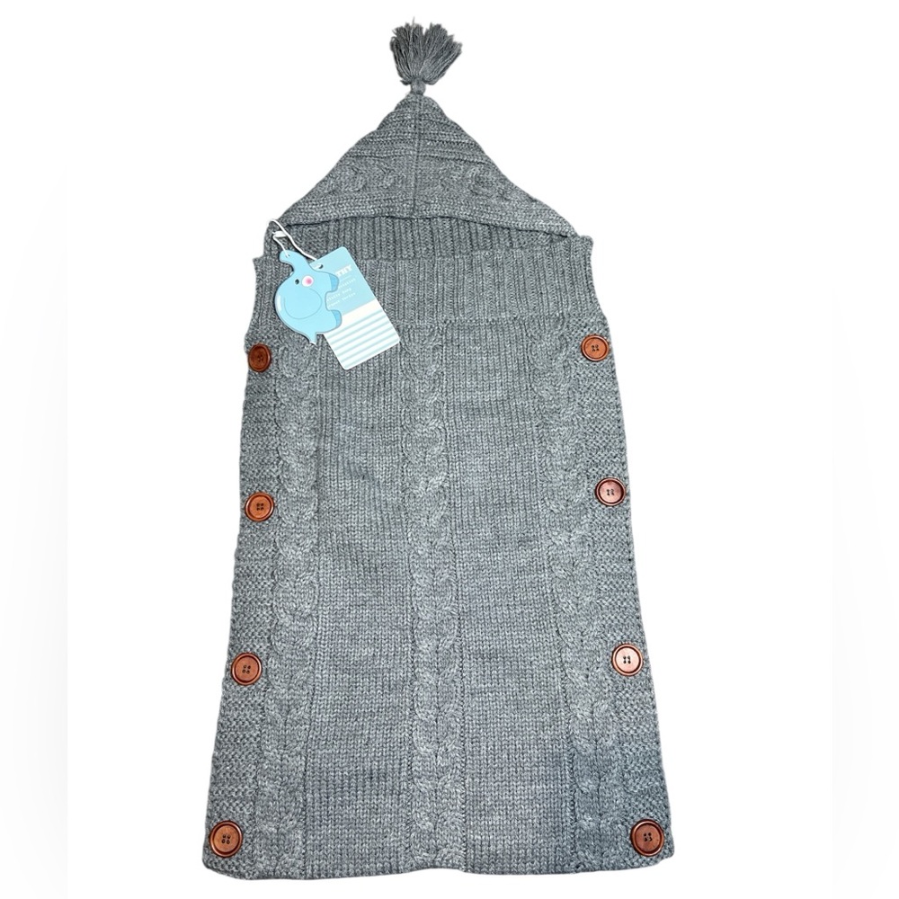 XMWEALTHY Gray Knit Baby swaddle Sleeping Bag with Buttons newborns
